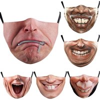 Smile Print Mask With Pocket Unisex Funny 3d Masks For Women Adult Face Scarf Adult Protec Mouthmask Outdoor Party Cosplay Mask