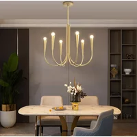 Vintage Gold LED Ceiling Chandelier Luxury Multi Light Round Copper Pendant Lamp for Dining Room Kitchen Table Living Room