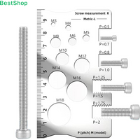 ✍Stainless Steel Screw Thread Gauge, Metric Bolt Size & Pitch Measuring Tool with Built-in Ruler (M3-M18, P=0.5-P=2)