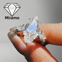 5 Carat Marquise Cut Moissanite Engagement Ring Three-stone Diamond Wedding Ring for Women S925 Sterling Silver with Certificate