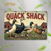 Duck Brand Retro Metal Tin Sign - Vintage Duck Wall Decor Rustic Farmhouse, Mother Duckers Welcome, Indoor/Outdoor
