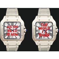 38MM Watch NH35 Watch Men's Watch THE WORLD IS YOURS Watch Square Watch Men's Stainless Steel Watch NH35 Movement