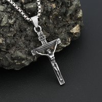 Vintage 316L Stainless Steel Jesus Cross Pendant Necklace Cross Orthodox Necklace Chain For Men Women Biker Amulet Jewelry Gifts