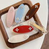 New Acrylic Rhinestone Duckbill Side Hair Clip French Round Bangs Hair Accessories Fashion Hairpin Elegant Side Clip