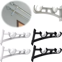 2 Pack Curtain Rod Hooks Aluminum Alloy Rod Support Hanger Curtain Rod Hanging Hardware for Drapery Rod for Wall Hangers Support