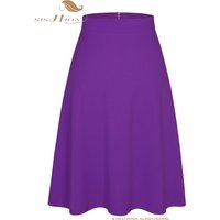SISHION 2025 Vintage Fashion Women Casual Summer Skirt SS0031 Ladies Candy Colors Purple A Line Midi Skirts Jupe Femme