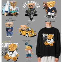 Cartoon Teddy Bear Thermoadhesive Patches Iron On Patches Design Luxury Custom Patch Heat Transfer Stickers For T Shirt Decals