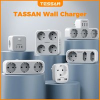 TESSAN Multi Outlets Wall Power Strip with USB Ports EU KR Multiple Wall Socket Power Adapter with Overload Protection for Home
