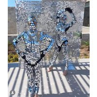 Sexy sparkly glass cloth Sexy Women Mirror Jumpsuit Customized Make Modern Singer Party Show Bodysuit