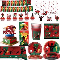 Portugal Football Birthday Party Decoration Football Tableware Tablecloth Plate Cup Napkin Bag Soccer Star Party Favors Supplies