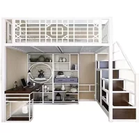New Chinese style wrought iron bed antique apartment iron frame bed loft type elevated bed sheet upper