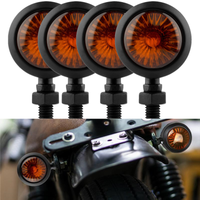 2/4PCS Universal Metal Retro Motorcycle Turn Signal 12V Indicator Light Black Chrome Bullet Running Lights Lamp Amber Blinkers