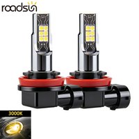 Roadsun 2Pcs Car Fog Light LED Bulb H8 H9 H11 100W 10000LM 9005 HB3 9006 HB4 880 881 5202 PSX24W H1 H3 H4 H7 3000K Yellow Lamp