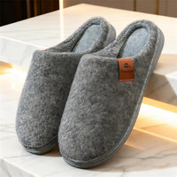 House Slippers for Men Warm TPR Non Slip Felt Soft Memory Foam Cushion Indoor Shoes Winter Comfortable