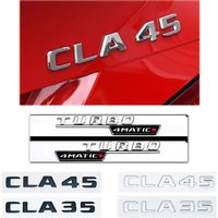 CLA35/CLA45 Turbo 4MATIC+ 3D ABS Glossy Black/Silver Letter Emblems for Fender and Trunk Stickers of C118/W117 Models