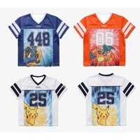 New Summer 4 Styles Pokemon Charizard Pikachu Mesh Football Jersey, Oversized Quick Dry Breathable Tee for Anime Streetwear
