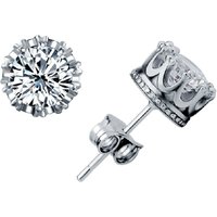 Glamor 925 Sterling Silver Luxury Crown Zircon Stud Earrings Women's Fashion Wedding Party Jewelry