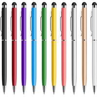 50pcs 13 Colors Mini Metal 2 In 1 Touch Pen Screen Stylus Universal With Roller Ballpoint Pen Free Custom Logo Name