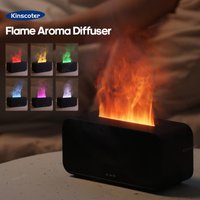 Mini Desktop Simulation Flame Humidifier LED Colorful Lights Can add Essential Oil Timing Setting USB Diffuser Aromatherapy