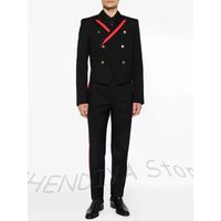Stylish Unique Men's Suit 2Pcs Double Breasted Blazer Set Slim Fit Elegant Peak Lapel Social Prom Casual Menswear Clothing