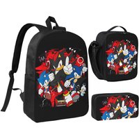 Sonices X Shadow Generations - Game On 3pecs/set Backpack for Teenage High School Daypack Lunch bag Pencil Case