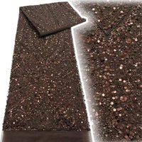 Brown African Beaded Mesh Lace Fabric Embroidery Sequins French Tulle Lace for Nigerian Wedding Party Dress 5 Yards SZ2703 image 4