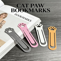 4-piece set (white powder gray orange) creative cute cat paw bookmark, multi-color mini kitten bookmark