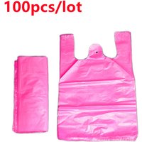 100pcs Plastic Bag Thicken with Handle Wedding Party Candy Gift Bag Supermarket Shopping Kitchen Storage Clean Garbage Bag