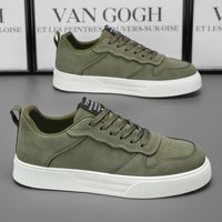 Men's Shoes Spring and Autumn New Style Green Black Red Sports Shoes Soft Sole Breathable Men's Low-Top Versatile Casual Shoes