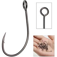 30pcs High Carbon Steel Fishing Hook Big Eye Single Hook Trout Bass Fly Fishing Hooks Barbed Spoon Lure Hook Size 2 4 6 8 10 12