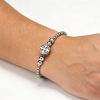 Vintage Jerusalem Cross Bead Bracelet for Men Stainless Steel Box Chain Stone Beaded Bracelets Religious Amulet Jewelry Gifts