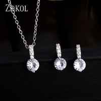 ZAKOL Bridal Jewelry Sets Female Jewellery With Zircon Set of Earrings Pendant Necklaces Gift Party for Woman FSSP028