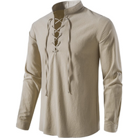 New Men's Casual Blouse Cotton Linen Shirt Tops Long Sleeve Tee Shirt Spring Autumn Slanted Placket Vintage Yoga Shirts