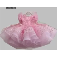Luxury Girls' Party Dress, Long Sleeved Sequined Butterfly Mesh Dress, One Year Old Birthday Gift, Elegant Dress For Girls Aged