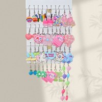 40pcs aretes heart tassel flower pendant earrings with a combination of sweet and colorful wishing bottles