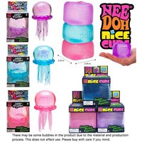 NeeDoh Trending Jellyfish & Cube Squish Toy, Soft Jelly Squeeze Stress Relief Fidget Toy, Sensory NeeDoh for Squishy & Adults