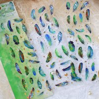 3sheets Feather Stickers Perfect for Water Bottles Scrapbooks Self-Adhesive PET Stickers Scrapbook Embellishments Stickers