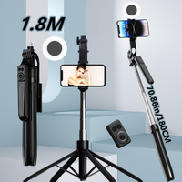FANGTUOSI Monopod Remote Shutter Fill Light Holder Mini Tripod Wireless Bluetooth Selfie Stick for iPhone Samsung Xiaomi Phone