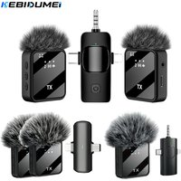 KEBIDUMEI 3-in-1/2-in-1 Kabelloses Lavaliermikrofon für iPhone/Android für Interviews, Vlog, Geräuschunterdrückung, Mini-Mikrofon