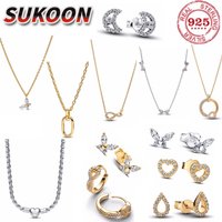 925% sterling silver zircon moon love bow circular heart-shaped necklace dazzling and charm women's jewelry birthday party gift