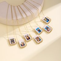 Nidin New Retro Religious Necklace Beaded Chain Link Virgin Mary & Jesus Sacred Heart Pendant For Women Men Prayer Jewelry Gifts