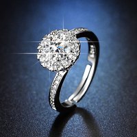 Charm 925 Sterling Silver Shining Crystal Rings For Women Adjustable Fashion Party Wedding Jewelry Birthday Gifts