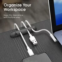 USB Cable VIKEFON Cord Wire Organizer Silicone Cable Winder Management Clips Self Adhesive for Mouse Keyboard Headset For iPhone