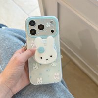 fashion phone cases Black Phone Case For iPhone 15 16 17 Pro Max Cute Miffy Print Shockproof Protective Cover