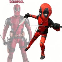 Deadpool Costume for Kids Superhero Cosplay Jumpsuit with Mask Sword Set for Halloween Dress Up Costume Adult Children