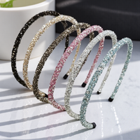New Fashion Korea Crystal Rhinestone Headband for Women Girls Beaded Hair Accessories Simple Headwear