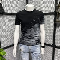 Pure Cotton Personalized Printed Short-sleeved Men's Trendy T-shirt in Summer Slim Round Neck Half-sleeved Trendy T-shirt