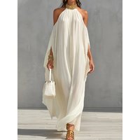 Elegant Backless Maxi Dress for Women Summer Halter Lace-Up Loose Simple Fashion Party Dress Patchwork Holiday Ladies Dress 2026
