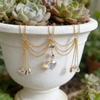 Flower Pot Crystal Hanging Ornaments, Plant Hangings with Heart-Shaped Beads and Crystal Beads, Suitable for Indoor and Home Plant Accessories, (Flower Pot Not Included)