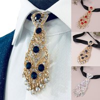 Diamond Tie Man Nacklace Personality Crystal Neckties Wedding Gentleman Metal Diamond Tie Clip Luxury Men Collar Accessories